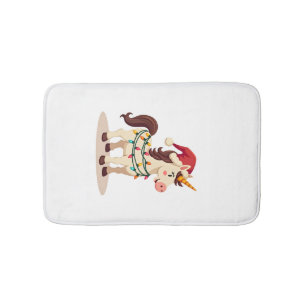 Vintage Christmas Dabbing Unicorn Santa Funny Holi Bath Mat