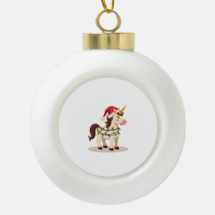Vintage Christmas Dabbing Unicorn Santa Funny Holi Ceramic Ball Christmas Ornament