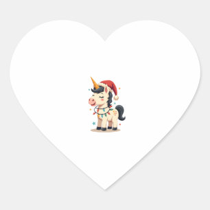 Vintage Christmas Dabbing Unicorn Santa Funny Holi Heart Sticker