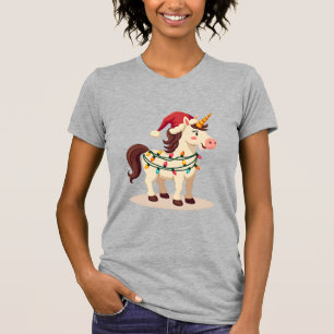 Vintage Christmas Dabbing Unicorn Santa Funny Holi T-Shirt
