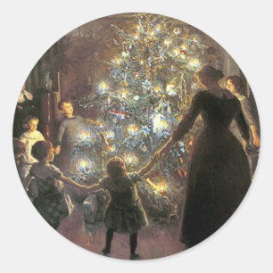 Vintage_Christmas_dance_sticker Classic Round Sticker
