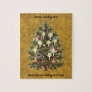 Vintage Christmas, Decorated Victorian Tree Jigsaw Puzzle