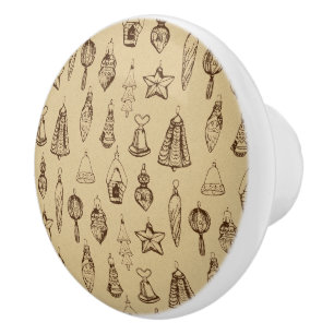 Vintage Christmas decorations hand drawn Ceramic Knob
