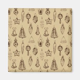 Vintage Christmas decorations hand drawn Magnet