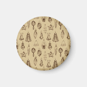 Vintage Christmas decorations hand drawn Magnet