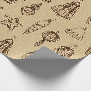 Vintage Christmas decorations hand drawn Wrapping Paper