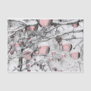 Vintage Christmas Decorations in Snowed Trees  Tissue Paper