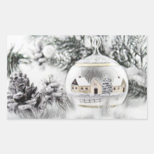 Vintage Christmas Decorations Ornaments Rectangular Sticker