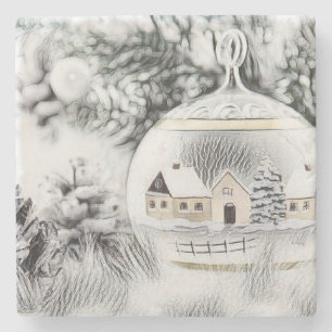 Vintage Christmas Decorations Ornaments Stone Coa Coaster