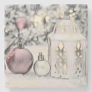 Vintage Christmas Decorations Ornaments Stone Coaster