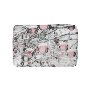 Vintage Christmas Decorations Ornaments Watercolor Bath Mat