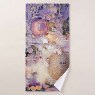 Vintage Christmas Decorations Ornaments Watercolor Bath Towel Set