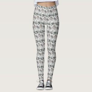 Vintage Christmas Decorations Ornaments Watercolor Leggings