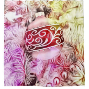 Vintage Christmas Decorations Ornaments Watercolor Shower Curtain