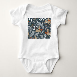 Vintage Christmas deer, festive design Baby Bodysuit