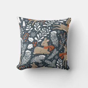 Vintage Christmas deer, festive design Cushion