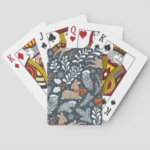 Vintage Christmas deer, festive design Playing Cards