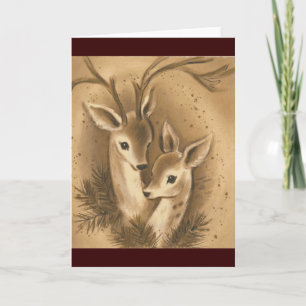 Vintage Christmas Deer Holiday Card