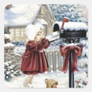 Vintage Christmas Delivery Square Sticker
