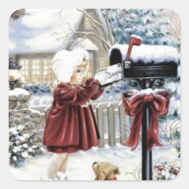 Vintage Christmas Delivery Square Sticker (Front)