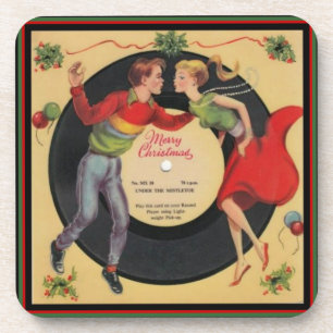 Vintage Christmas Design 6 pc Coaster Set