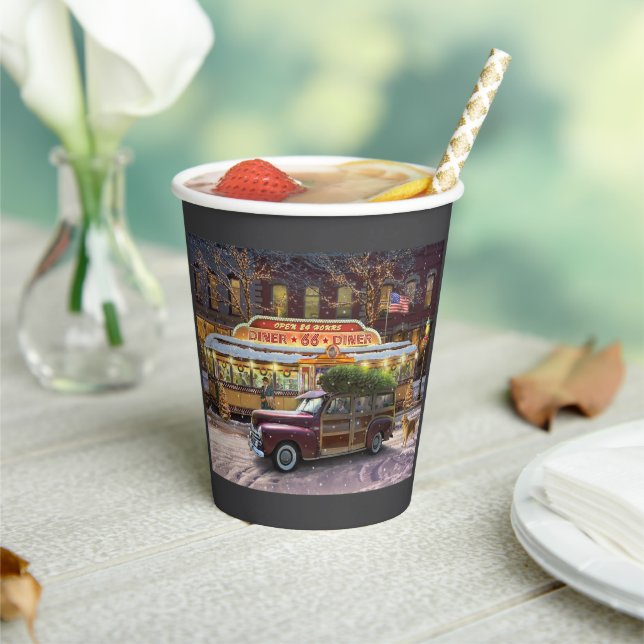 Vintage Christmas Diner Paper Cups (Insitu)