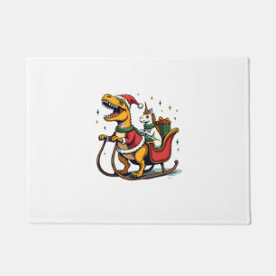 Vintage Christmas Dinosaur Unicorn Sleigh Funny Ho Doormat