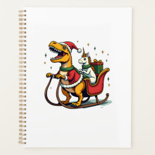 Vintage Christmas Dinosaur Unicorn Sleigh Funny Ho Planner