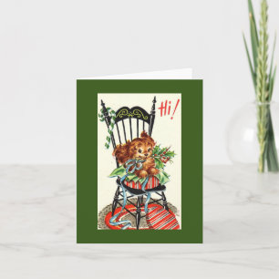 Vintage Christmas Dog in Chair Card