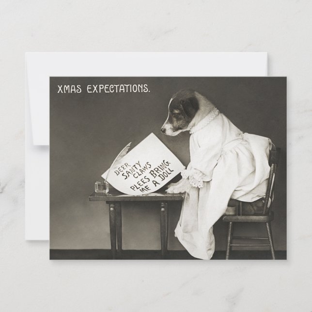 Vintage Christmas Dog Puppy Humour Card (Front)