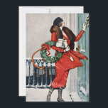 Vintage Christmas Doorstep Illustration Invitation<br><div class="desc">Celebrate the charm of a classic winter holiday with this beautiful vintage-style illustration featuring an elegant woman in a vibrant red coat delivering festive gifts. Holding a holly wreath and ringing a doorbell in the snow, this nostalgic scene captures the warmth and sophistication of early 20th-century holiday fashion and seasonal...</div>
