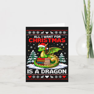 Vintage Christmas Dragon Lover Fantasy Home For Ho Card