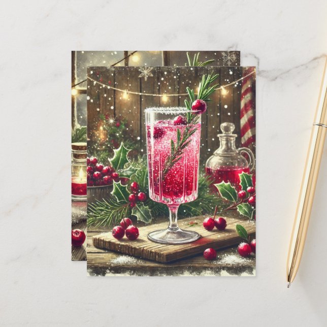 Vintage Christmas Drink Cranberry Fizz Scrapbook (Front/Back In Situ)