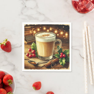 Vintage Christmas Drink Eggnog Latte Decoupage Napkin