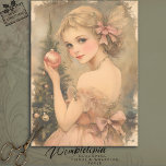 Vintage Christmas Elegant Girl with Pink Ornament  Tissue Paper<br><div class="desc">This Vintage Christmas Girl with Pink Ornament tissue paper brings a timeless, nostalgic charm to your holiday projects. Featuring a beautifully illustrated girl holding a delicate pink ornament in a soft, vintage-inspired setting, this design captures the essence of a classic Christmas. Perfect for adding a touch of elegance to your...</div>