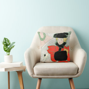 Vintage Christmas Elegant Victorian Lady in Red Cushion