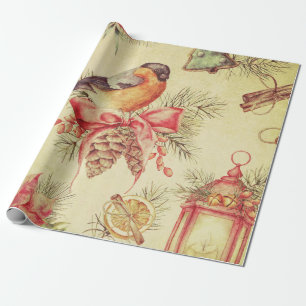 Vintage Christmas Elements Wrapping Paper