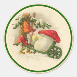 Vintage Christmas Elf 1910 Classic Round Sticker