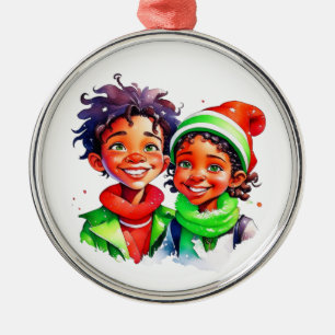 Vintage Christmas Elf  Personalised Metal Ornament