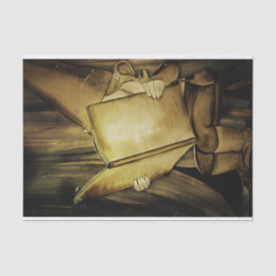 Vintage Christmas Elf Reading Tissue Paper