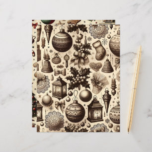 Vintage Christmas Ephemera Scrapbook Paper