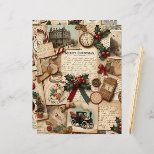 Vintage Christmas Ephemera Scrapbook Paper