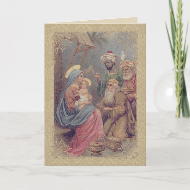 Vintage Christmas Epiphany Three Kings Holiday Card (Front)