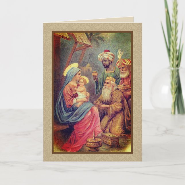 Vintage Christmas Epiphany Three Kings Holiday Card (Front)