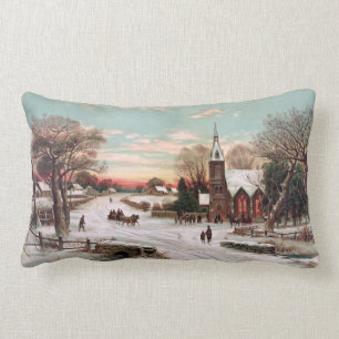 Vintage Christmas Eve Lumbar Pillow