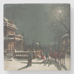 Vintage Christmas Eve Party Stone Coaster