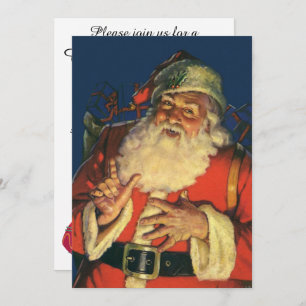 Vintage Christmas Eve Retro Santa Claus Invitation