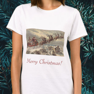 Vintage Christmas Eve Victorian Santa Claus Sleigh T-Shirt