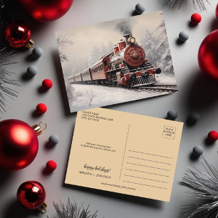 Vintage Christmas Express Train Holiday Postcard