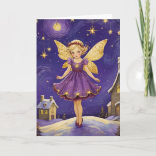 Vintage Christmas Fairy Art Custom Text Card